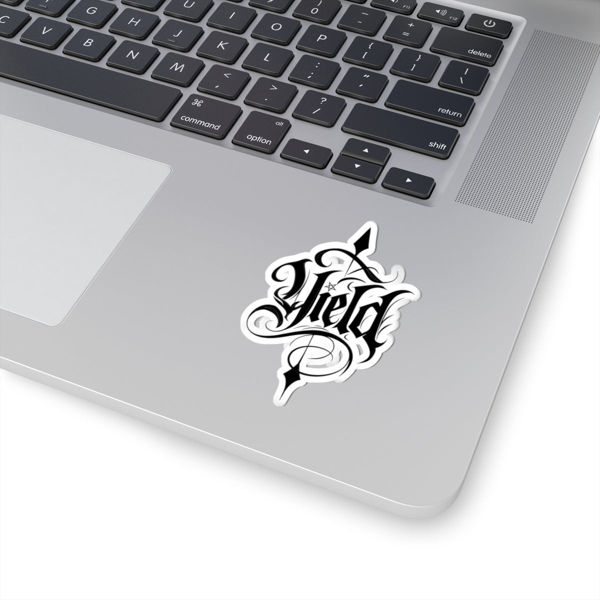 Yield Gothic Script Kiss-Cut Sticker – Decorative Laptop & Skateboard Decal